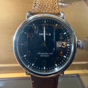 Shinola Argonite 705 Black Dial with Tan Leather Strap